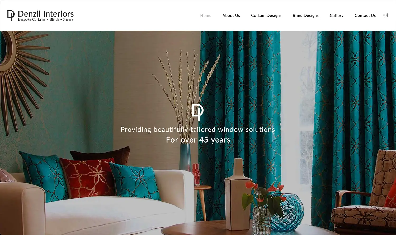 bespoke wordpress website design homepage layout for denzil interiors