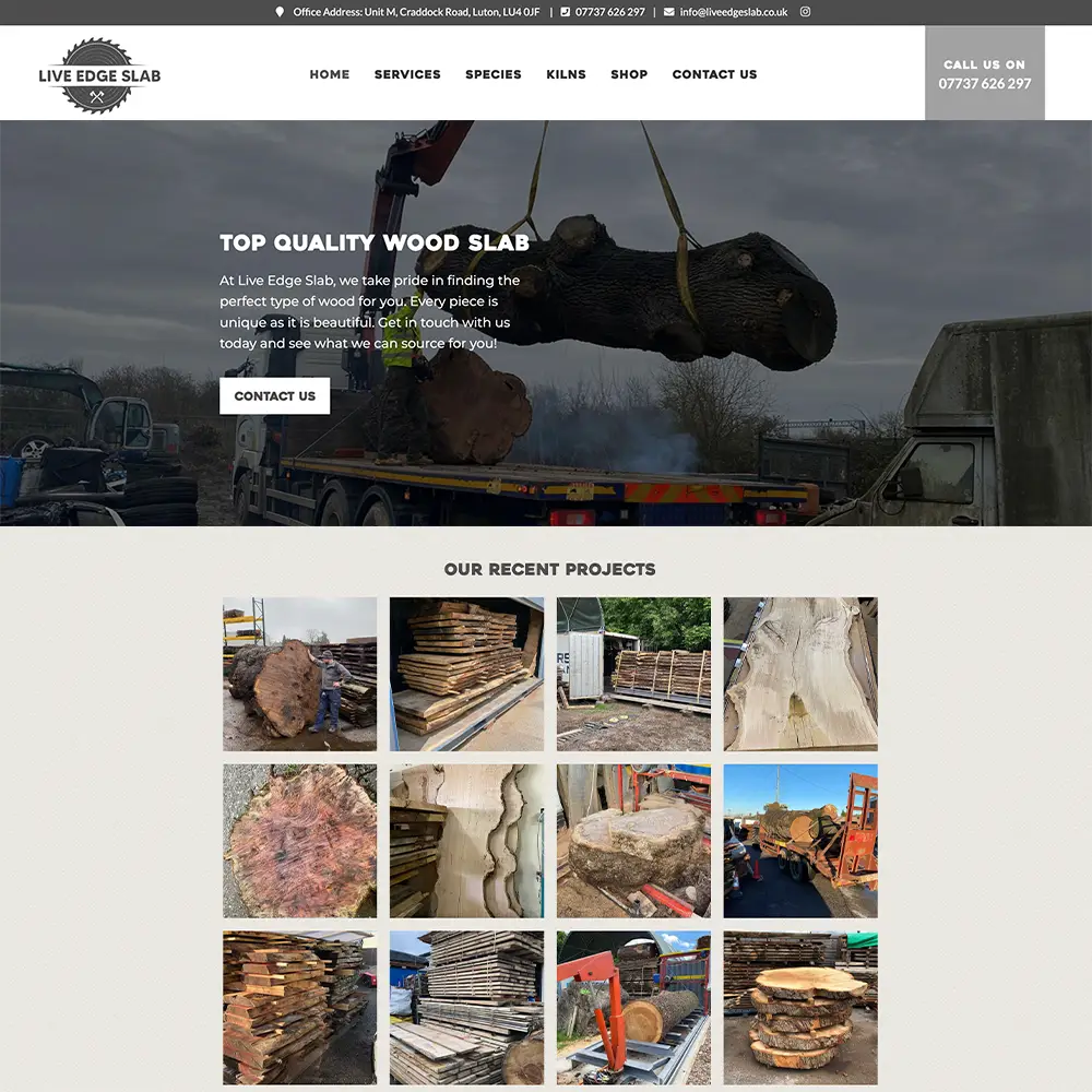 gallery for live edge slab website design