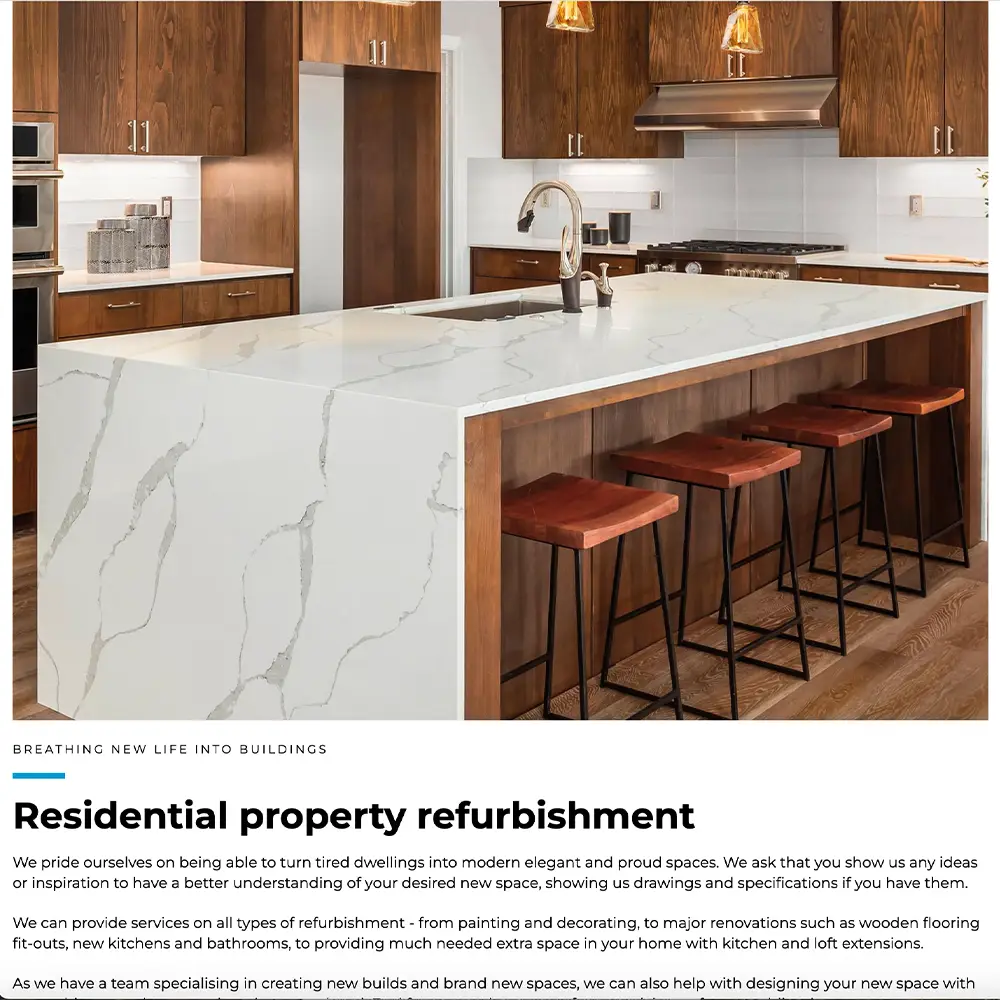 bespoke website design for premium construction company